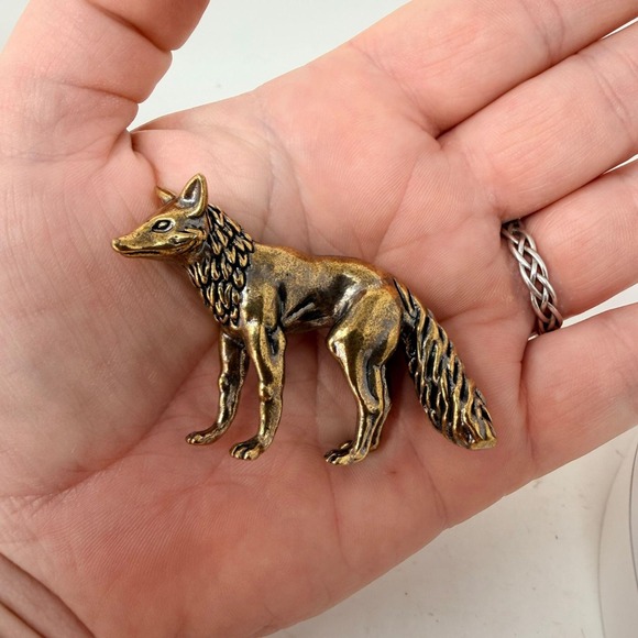 Other - Brass Fox Figurine Miniature Wisdom Totem Altar Decor Spirit Animal 1970s Style